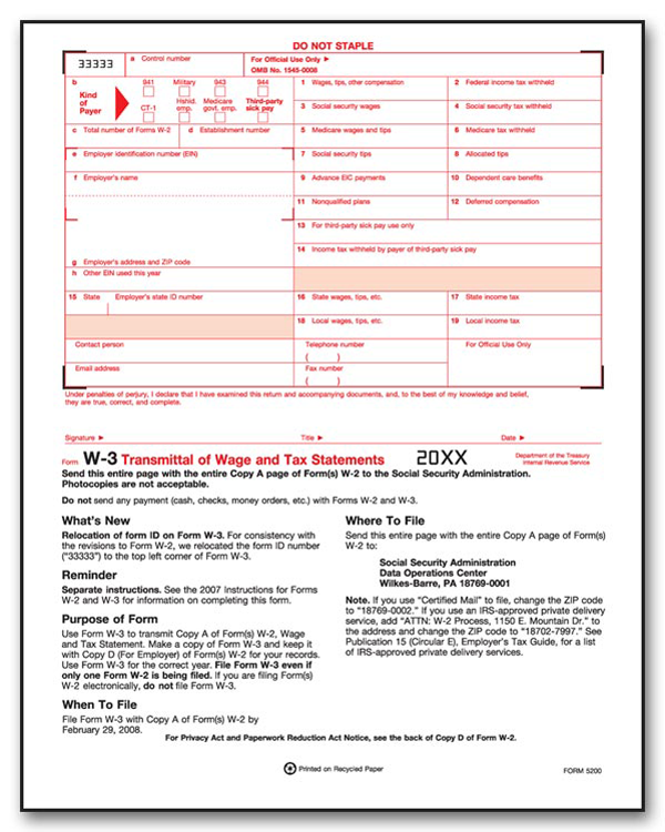 W3 Tax Forms